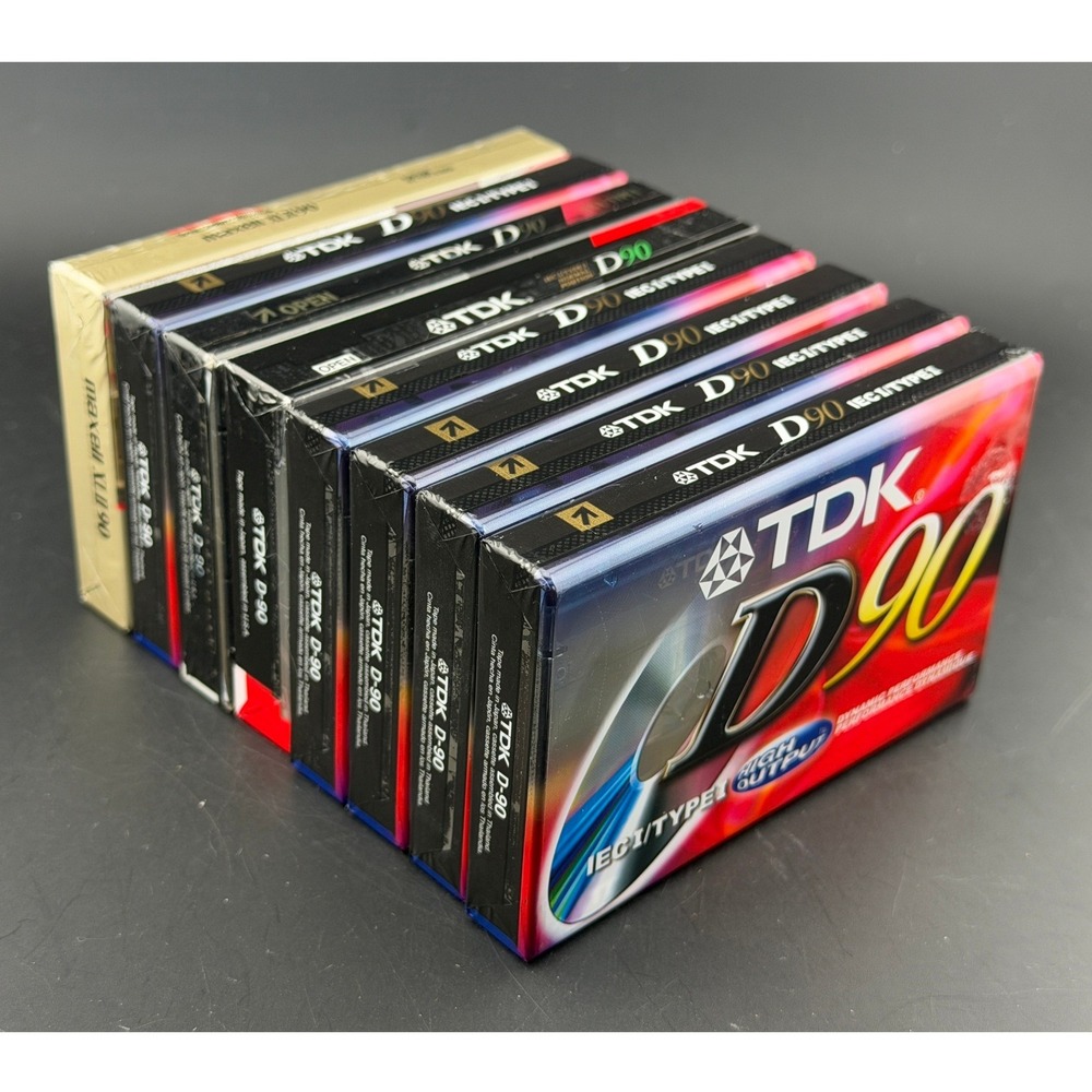Blank Audio Cassette Tapes-Lot of 8, TDK D90 Normal, Maxell XLII 90 High, Sealed